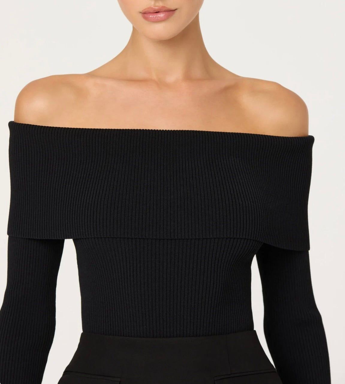ASTR The Label Lidia Ribbed Off Shoulder Sweater