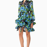 Briony Long Sleeve Mini Dress in Black Floral