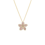 Pave Colored Flower Fancy Pendant Necklace