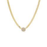 Pave Disc Cuban Link Pendant Necklace