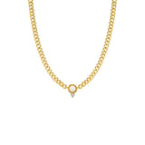 CZ X Opal Cuban Link Pendant Necklace