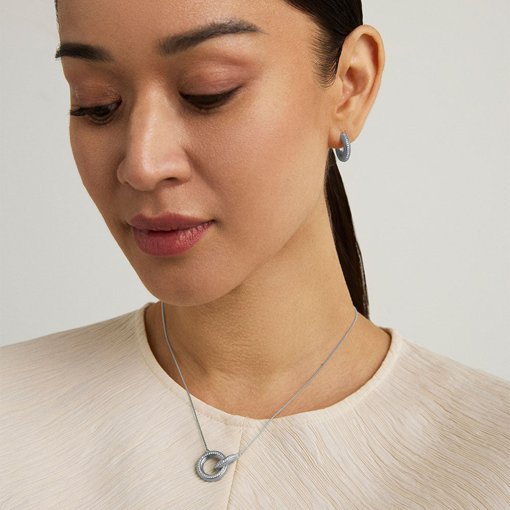 Colette Pave Hoop Pendant Necklace in Silver