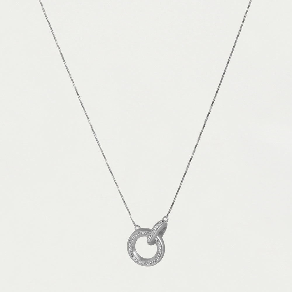 Colette Pave Hoop Pendant Necklace in Silver