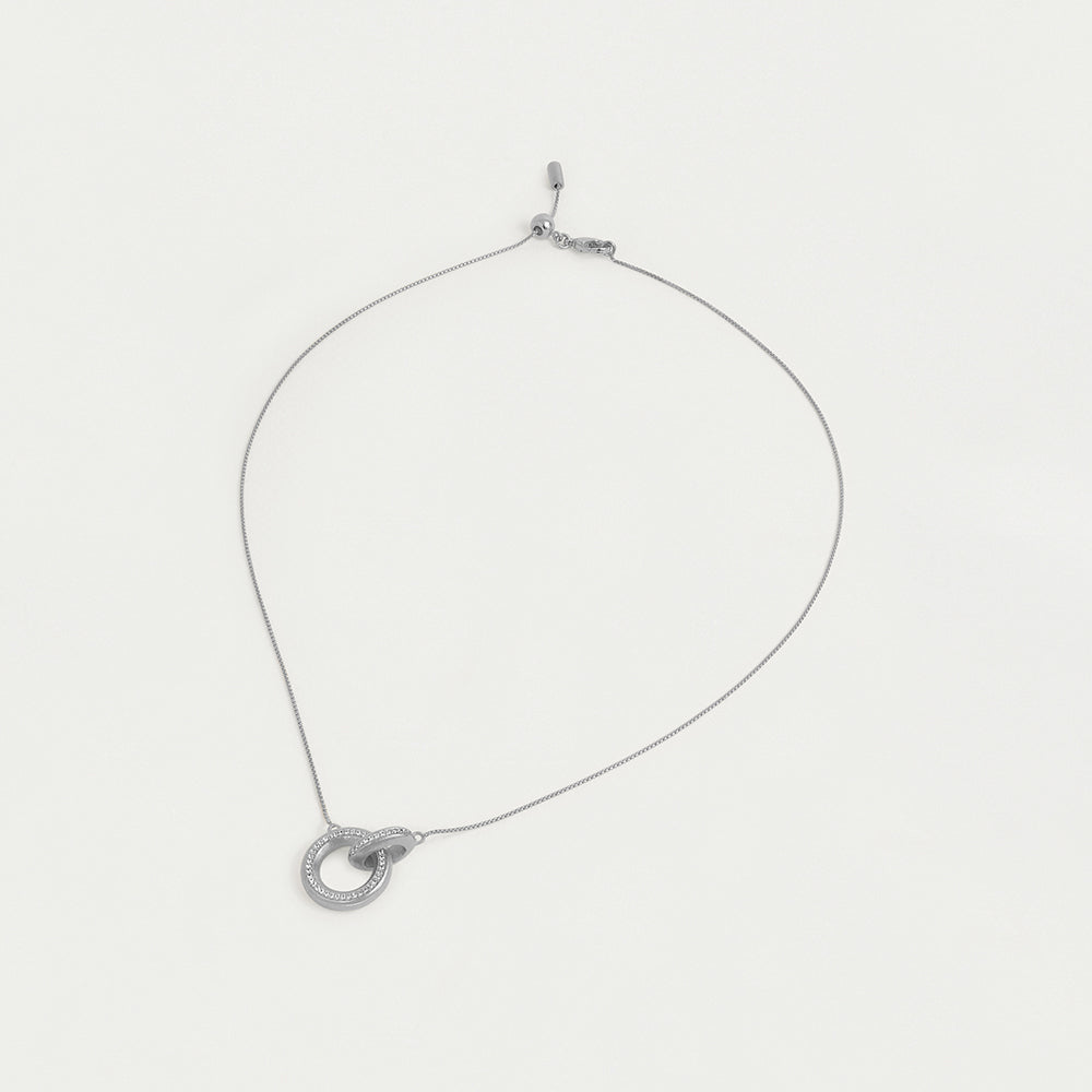 Colette Pave Hoop Pendant Necklace in Silver