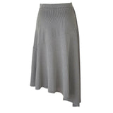 Basic Essentials Ribbed Asymmetric Skirt in Cloud Grey