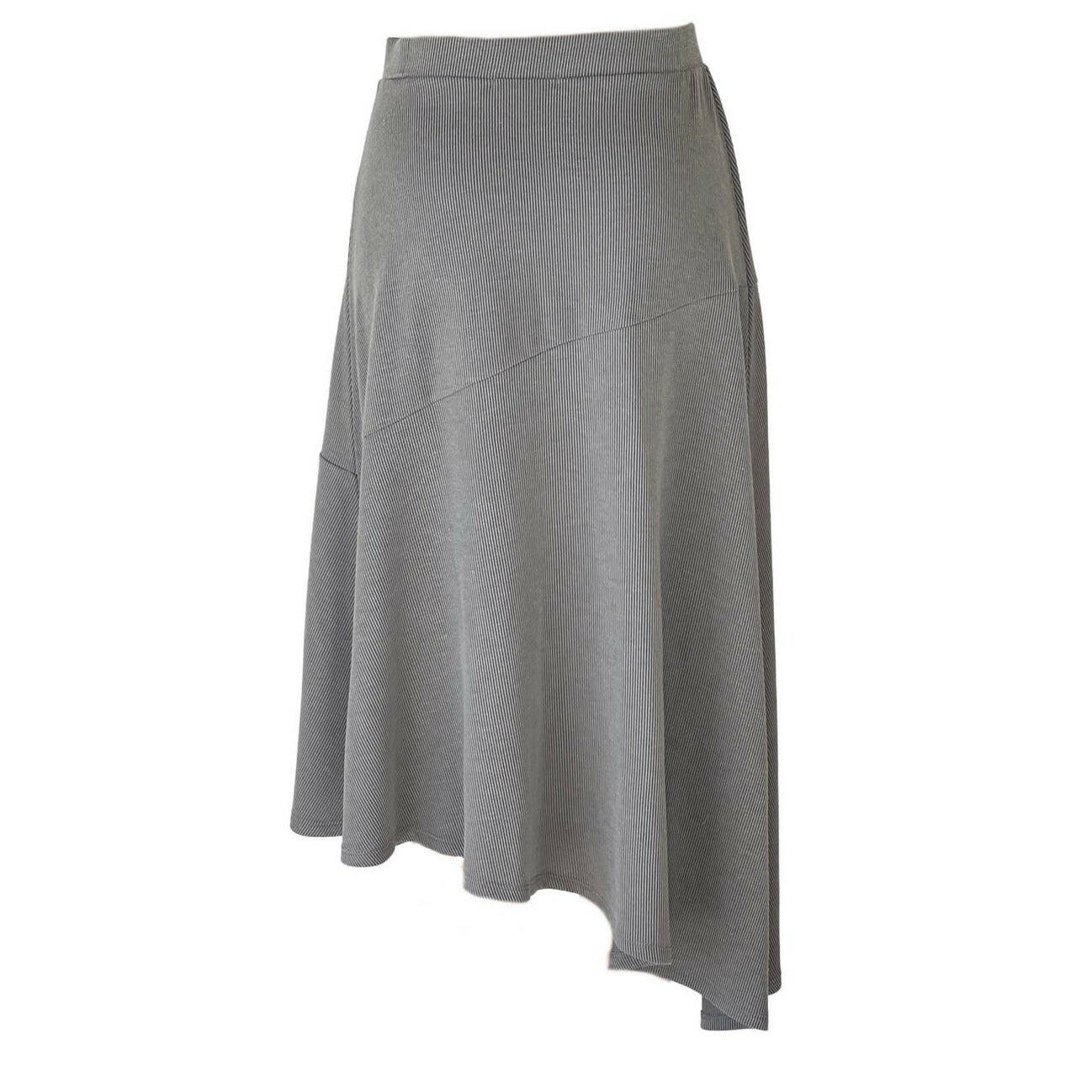 Basic Essentials Ribbed Asymmetric Skirt in Cloud Grey