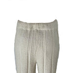 Solid Color Luxury Ribbed Knit Blanket Pants in Ivory.