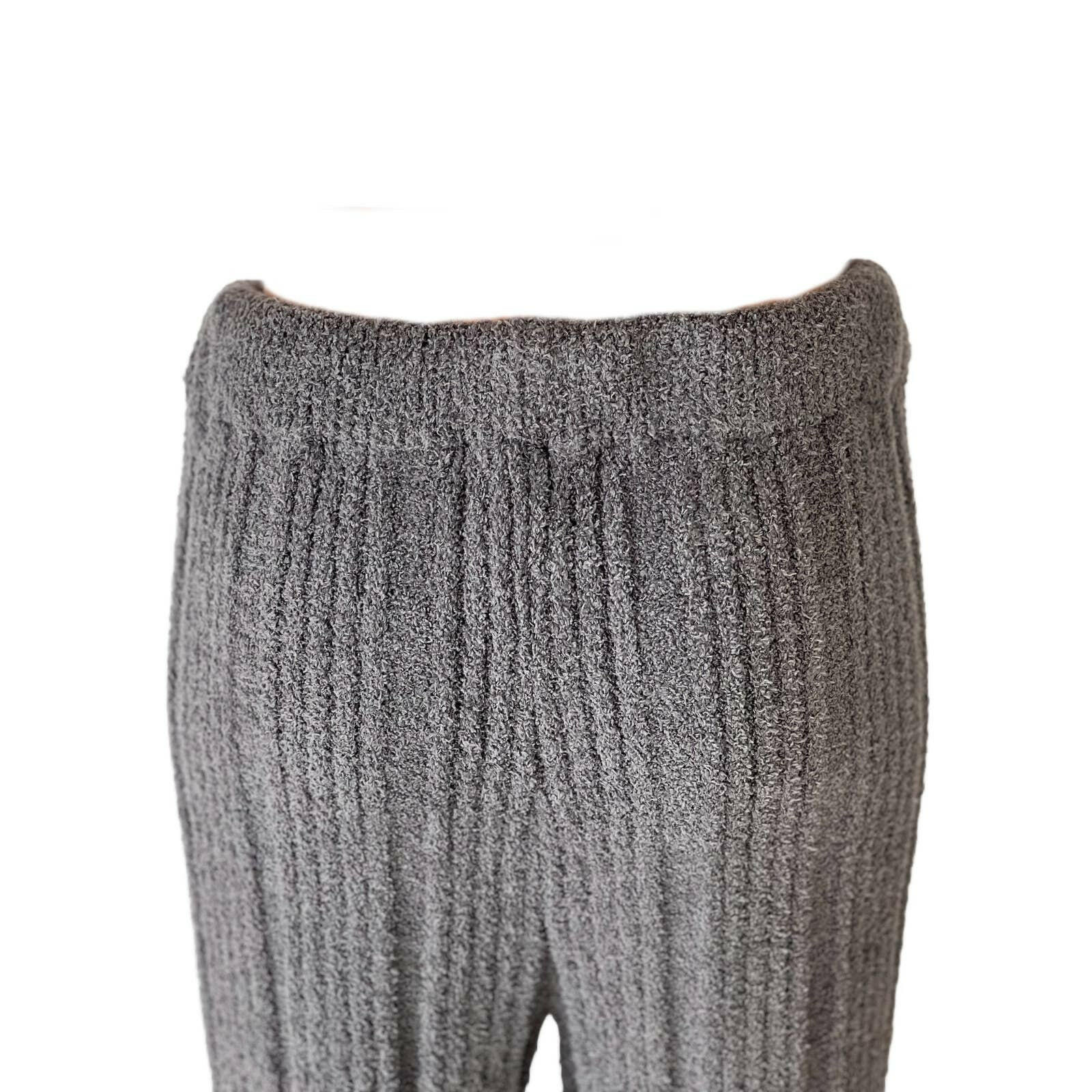 Solid Color Luxury Ribbed Blanket Knit Pants in Gray.