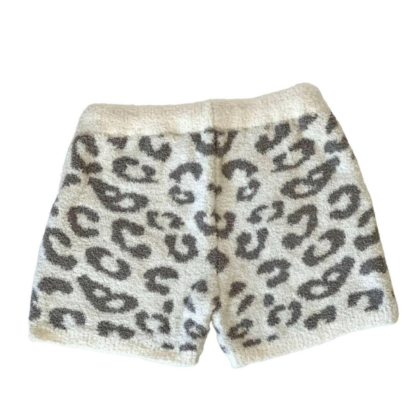 Luxury Lounge Shorts in Gray Leopard Print.