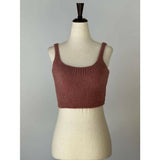 Solid Color Luxury Scoop Neck Cropped Tank in Blush.