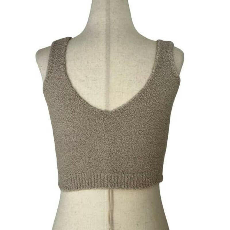 Solid Color Luxury V-Neck Crop Top in Taupe.