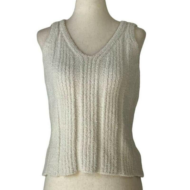 Solid Color Luxury Ribbed V-Neck Knit Top in Ivory.