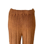 Solid Color Luxury Ribbed Knit Blanket Pants in Caramel.