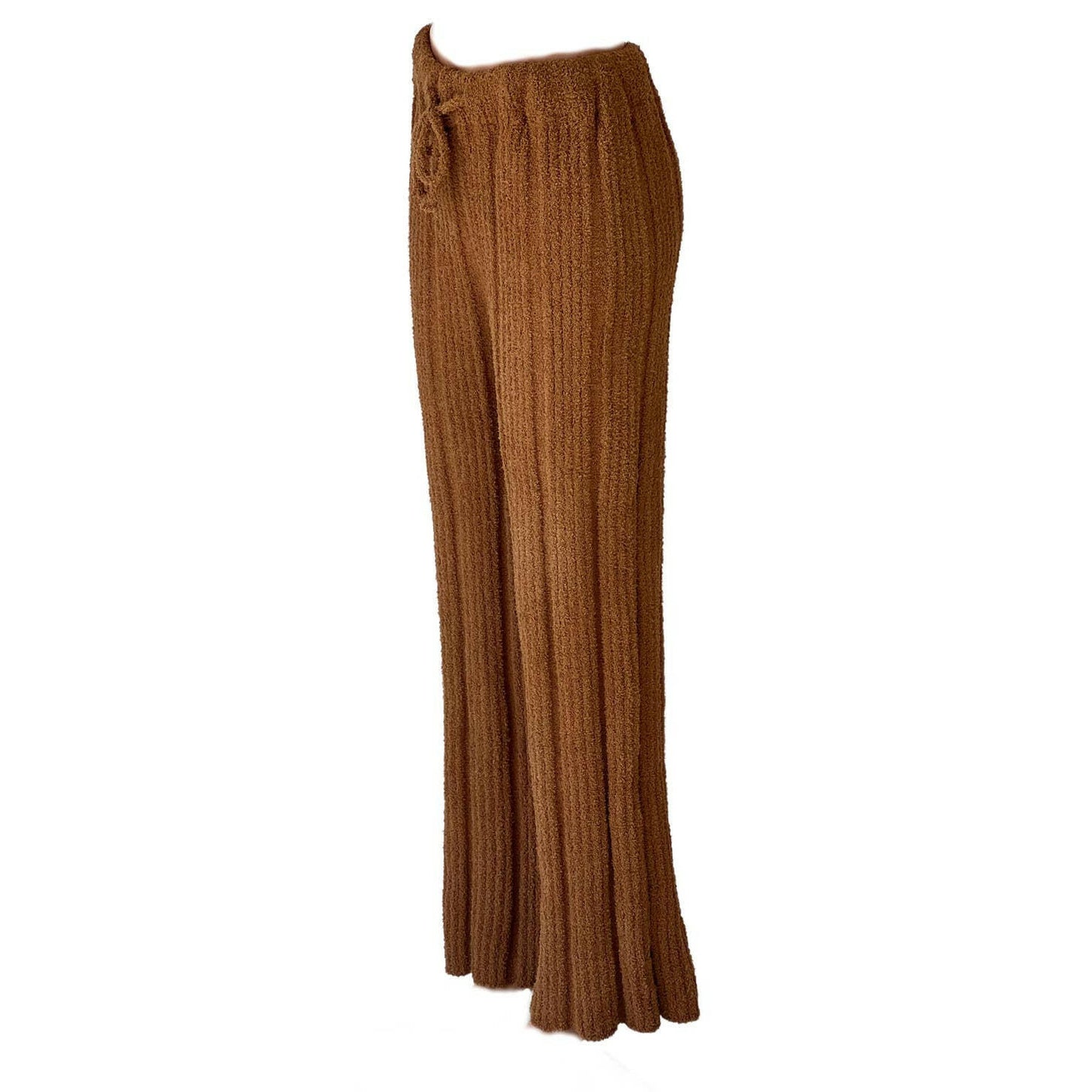 Solid Color Luxury Ribbed Knit Blanket Pants in Caramel.