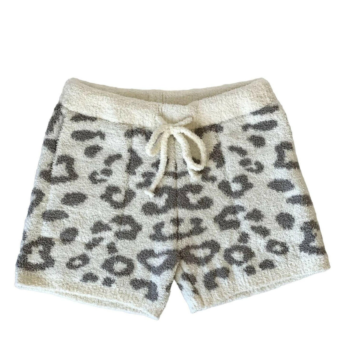 Luxury Lounge Shorts in Gray Leopard Print.