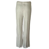 Solid Color Luxury Ribbed Knit Blanket Pants in Ivory.