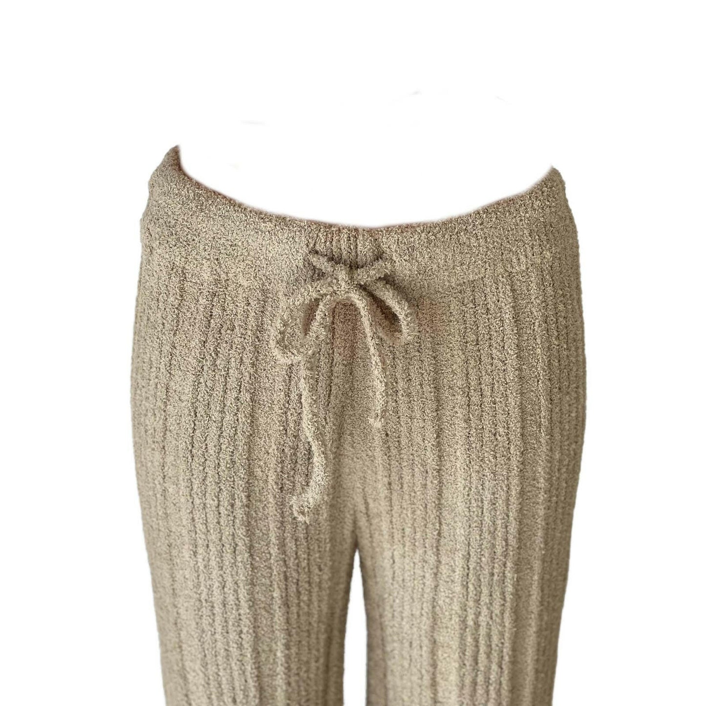 Solid Color Luxury Ribbed Blanket Knit Pants in Taupe.