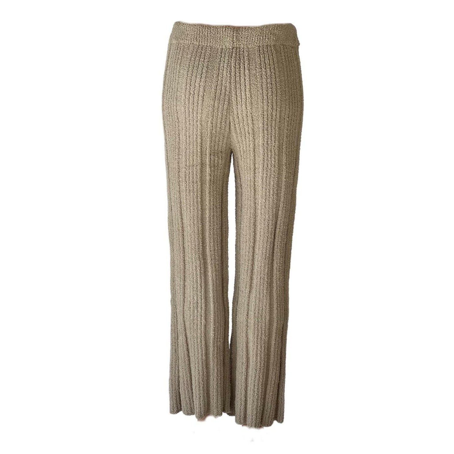 Solid Color Luxury Ribbed Blanket Knit Pants in Taupe.