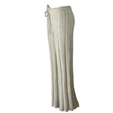 Solid Color Luxury Ribbed Knit Blanket Pants in Ivory.