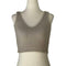 Solid Color Luxury V-Neck Crop Top in Taupe.