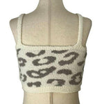 Luxury Scoop Neck Crop Top in Gray Leopard.