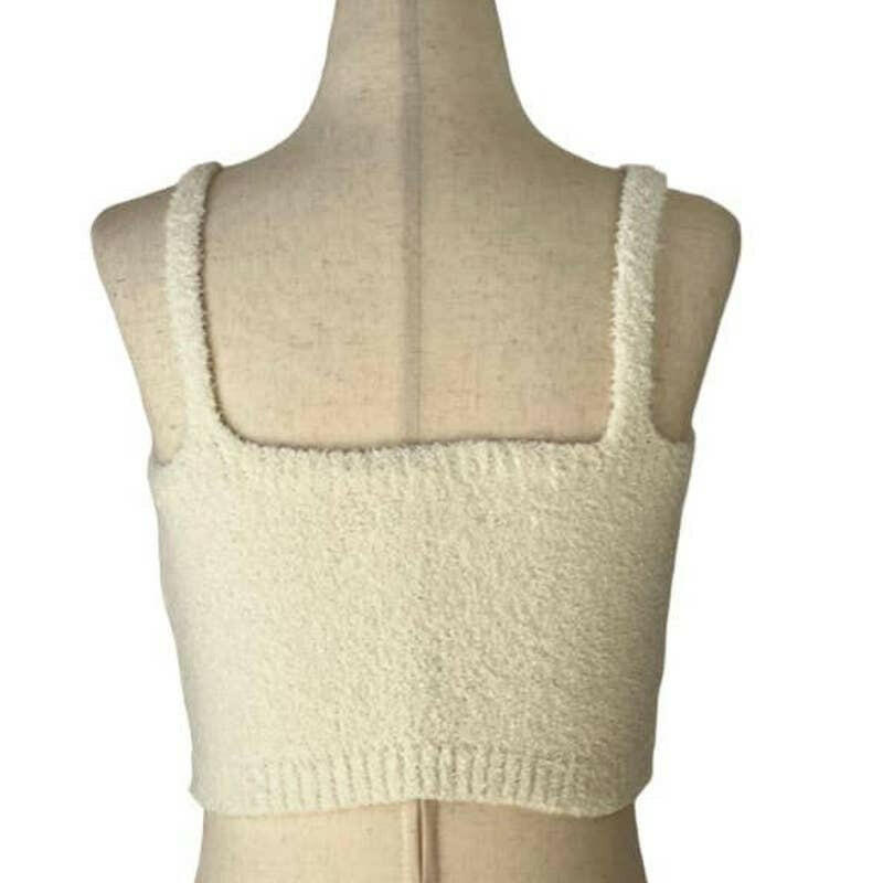 Solid Color Luxury Scoop Neck Crop Top in Ivory.