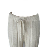 Solid Color Luxury Ribbed Knit Blanket Pants in Ivory.